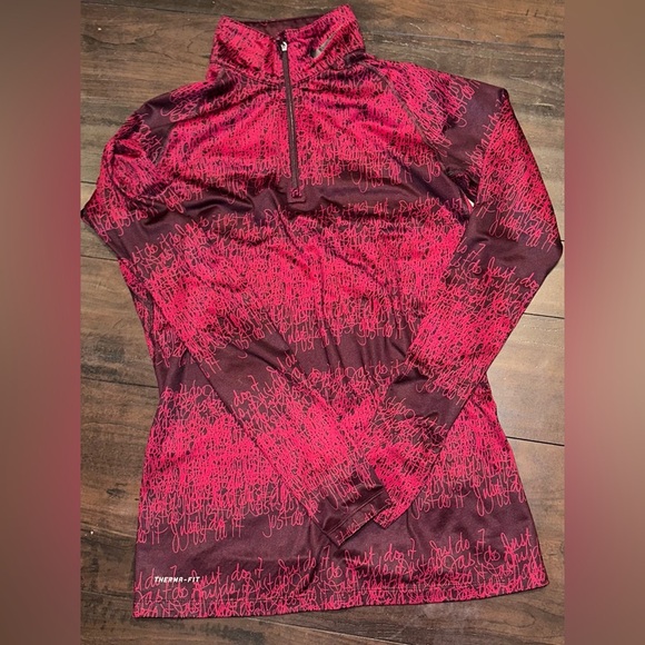 Nike Red and Black Quarter-Zip Pullover - Picture 1 of 3